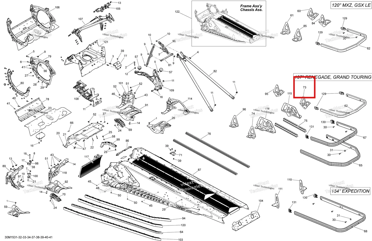 Деталь 518326050 на схеме узла 2015 Ski-Doo RENEGADE SPORT 600ACE XS137 Frame