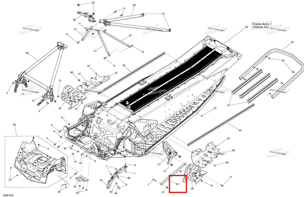 Деталь 518326118 (Деталь Link) на схеме узла 2015 Ski-Doo MXZ X-RS 600HOE XS RS Frame And Components