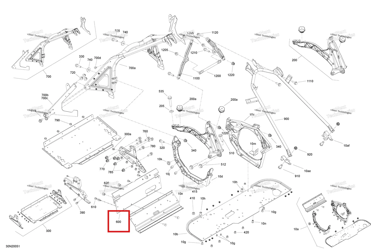 Деталь 518326140 (Деталь Engine Support) на схеме узла 2020 Ski-Doo SKANDIC WT 900 ACE Frame - System - Front Section