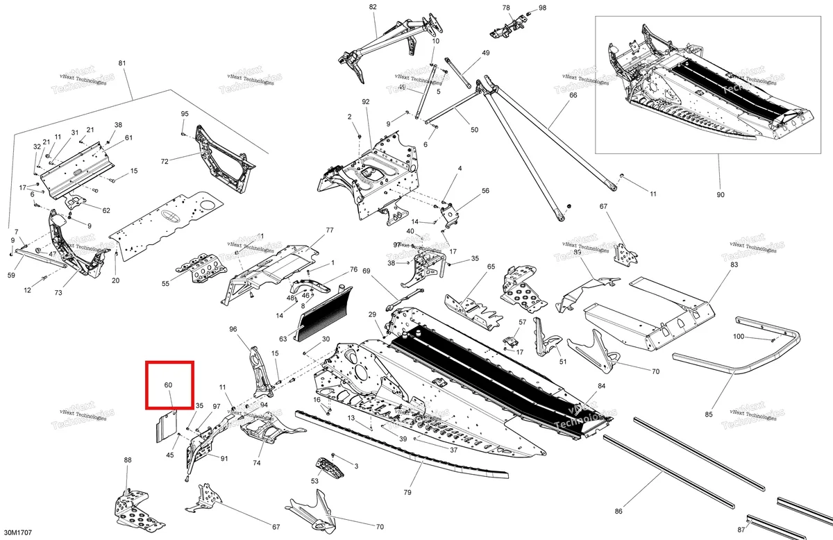 Деталь 518326188 на схеме узла 2017 Ski-Doo MXZ 600 RS Frame