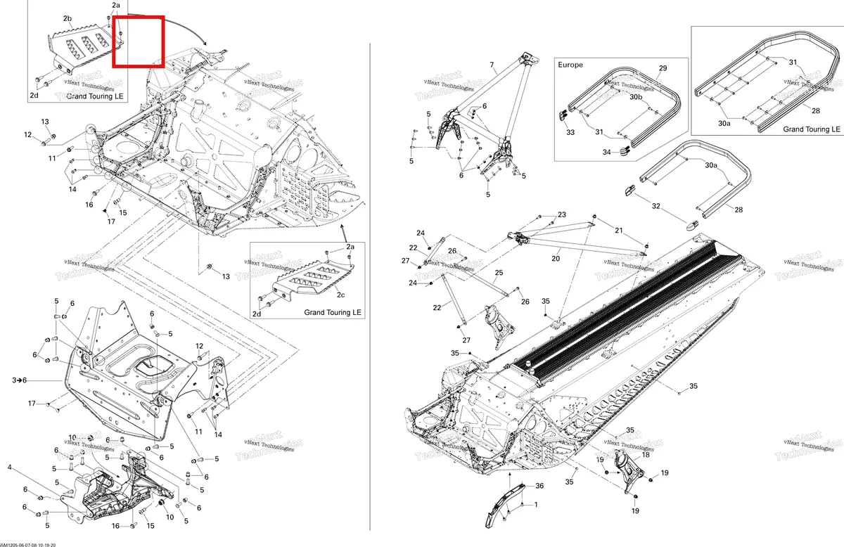 Деталь 518326193 на схеме узла 2012 Ski-Doo Grand Touring LE 600HOETEC XR Frame And Components