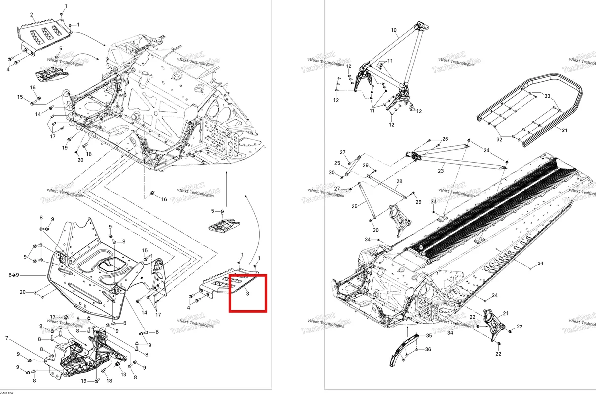 Деталь 518326194 на схеме узла 2011 Ski-Doo Grand Touring LE 600HO ETEC XR Frame And Components
