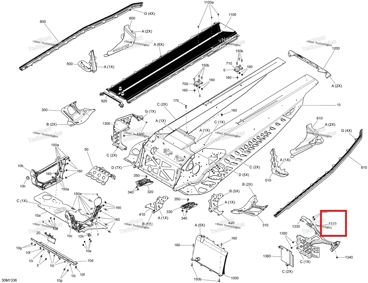 Деталь 518326239 (Деталь Stirrup Lh) на схеме узла 2013 Ski-Doo MXZ X 600RS XP Frame