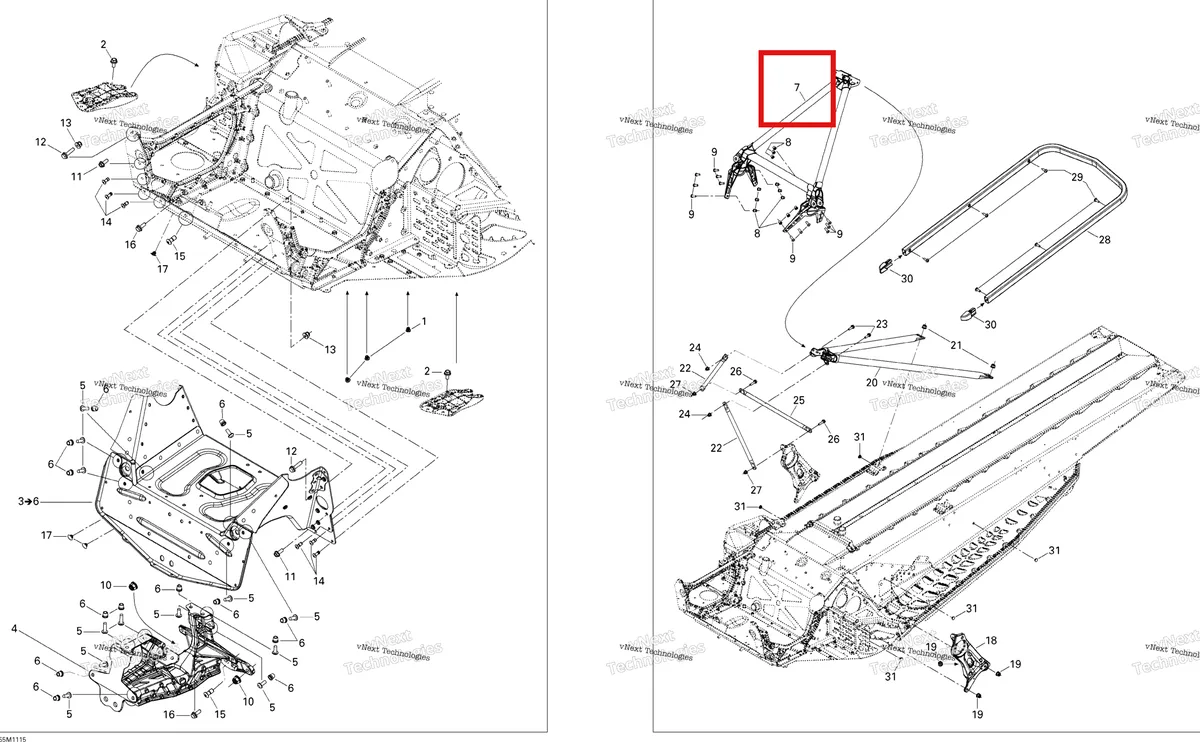 Деталь 518326273 (Член Фронта) на схеме узла 2011 Ski-Doo Summit FREERIDE 800R E-TEC Frame And Components