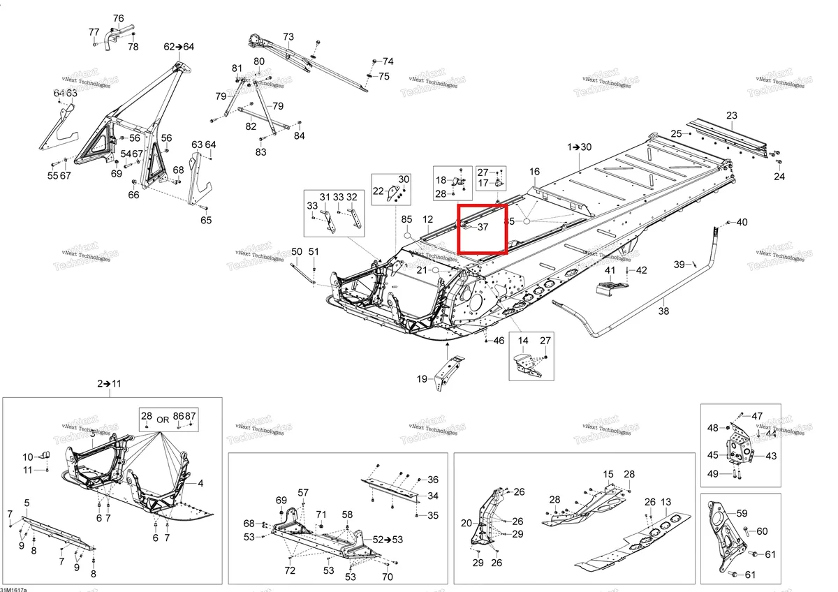 Деталь 518326357 (Деталь Rubber Cover) на схеме узла 2016 Ski-Doo SKANDIC - 2-STROKE Frame - 550F