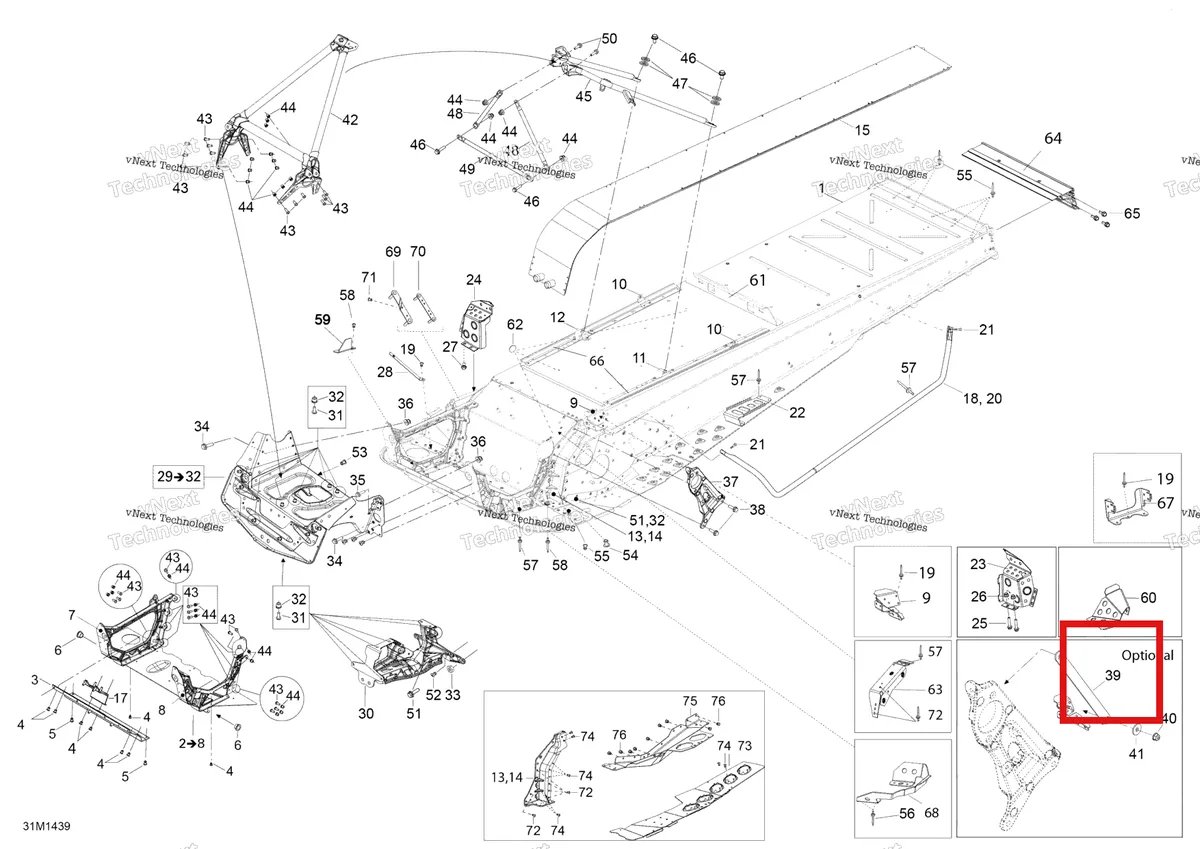Деталь 518326449 (Деталь Draft Bar (optional)) на схеме узла 2014 Ski-Doo EXPEDITION LE 600HOE, XU Frame