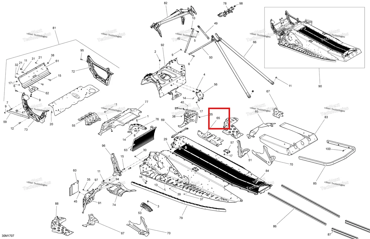 Деталь 518326523 на схеме узла 2017 Ski-Doo MXZ 600 RS Frame