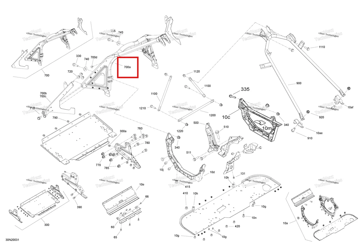 Деталь 518326557 на схеме узла 2020 Ski-Doo SKANDIC WT 550F Frame - System - Front Section