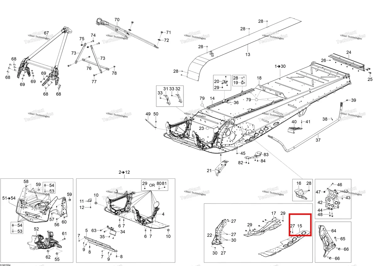 Деталь 518326564 (Подножка Левая) на схеме узла 2015 Ski-Doo EXPEDITION SE 600 E-TEC Frame