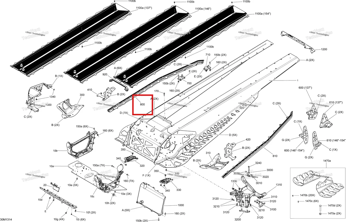 Деталь 518326601 на схеме узла 2013 Ski-Doo FREERIDE 137, 146, 154, 800RE XP Frame 137