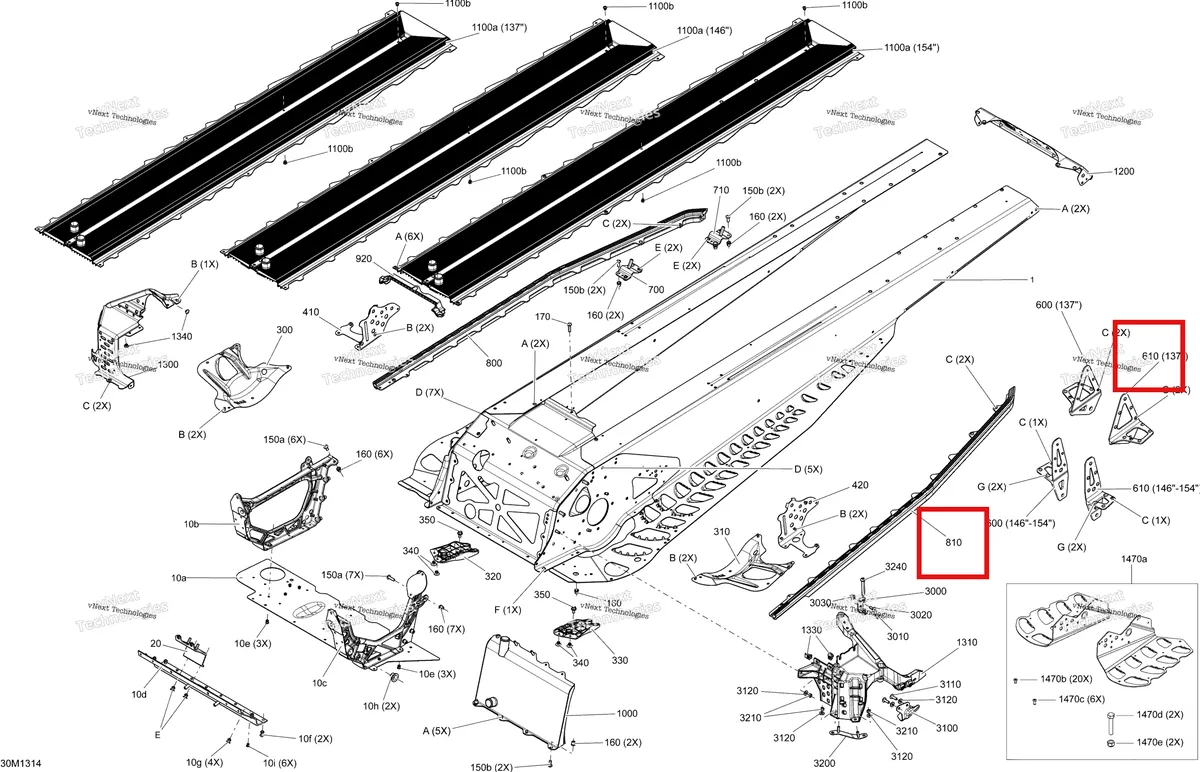 Деталь 518326602 на схеме узла 2013 Ski-Doo FREERIDE 137, 146, 154, 800RE XP Frame 137