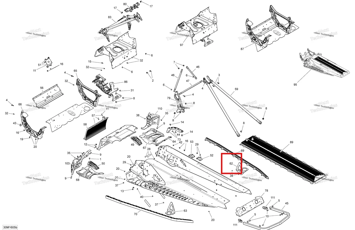 Деталь 518326654 на схеме узла 2016 Ski-Doo MXZ 800R E-TEC Frame - Package Tnt