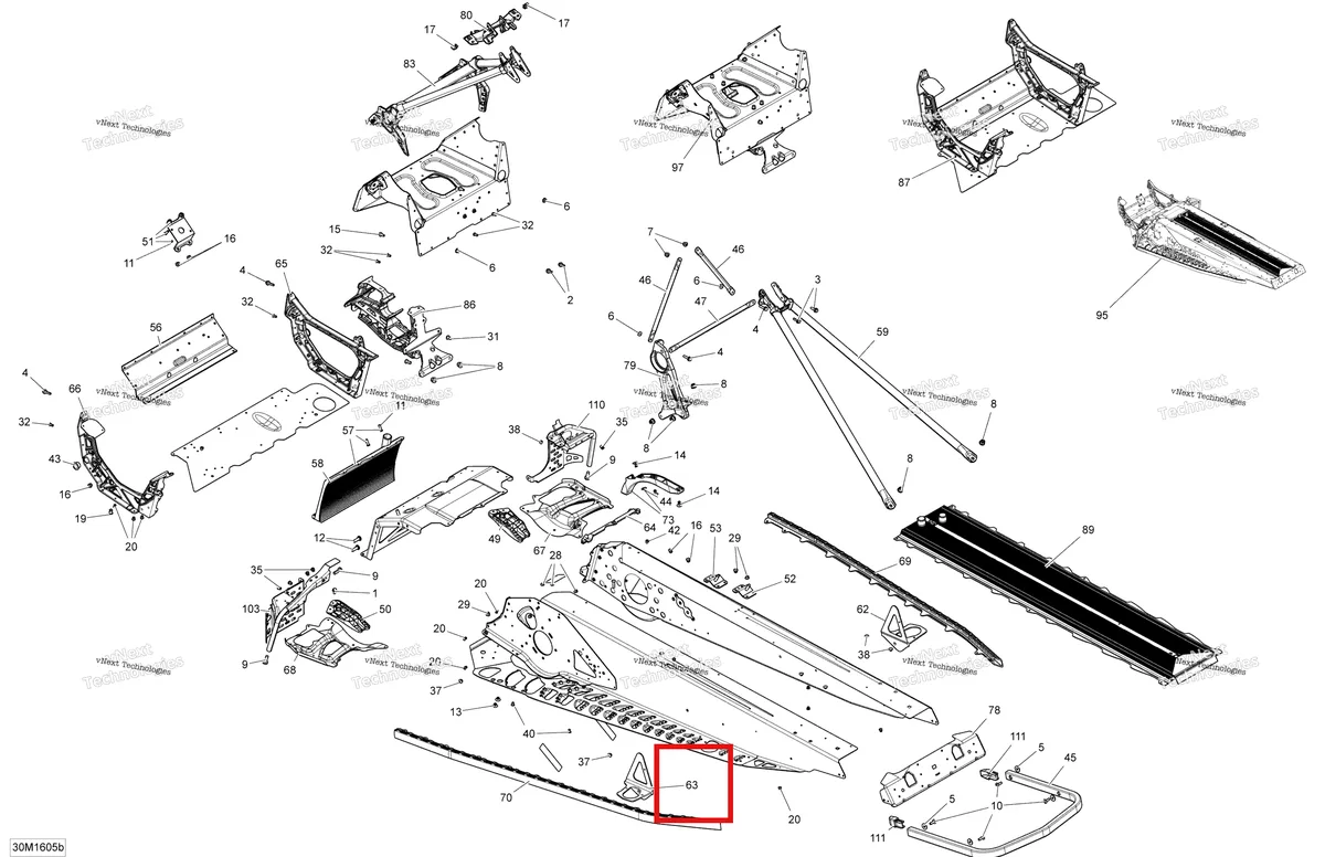 Деталь 518326655 на схеме узла 2016 Ski-Doo MXZ 800R E-TEC Frame - Package Tnt