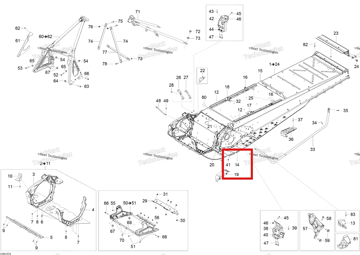 Деталь 518326659 (Деталь Drive Axle Cover R.h.) на схеме узла 2013 Ski-Doo Skandic WT 550F XU Frame