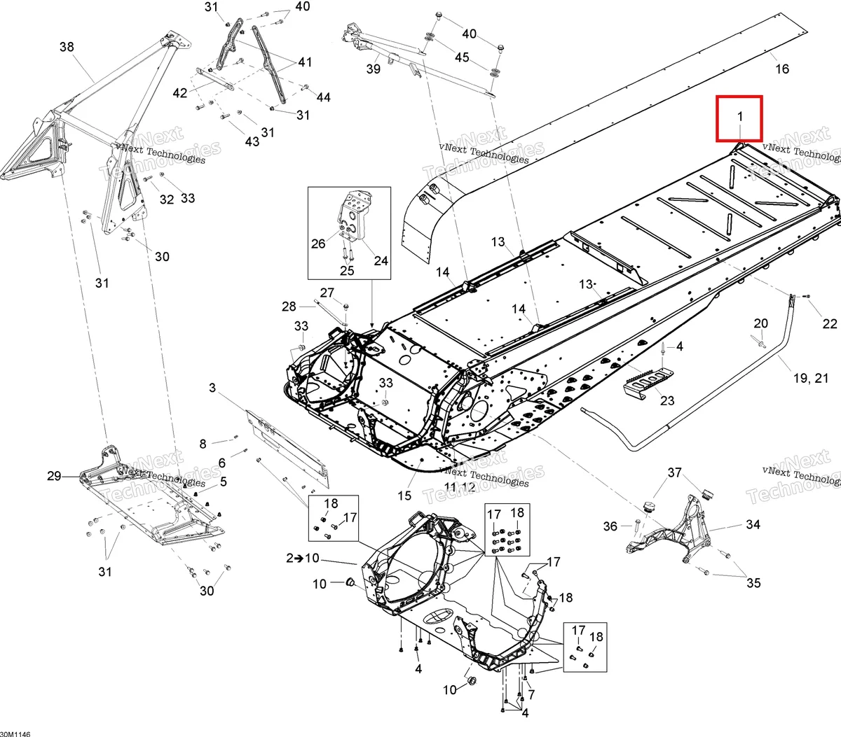 Деталь 518326744 на схеме узла 2011 Ski-Doo Skandic WT 600 ACE XU Frame
