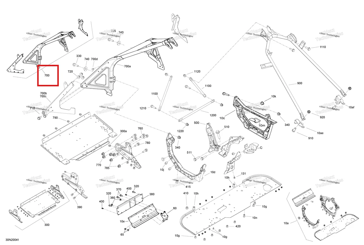 Деталь 518326754 (Деталь Member-front Upper Assy) на схеме узла 2020 Ski-Doo SKANDIC WT 600HO E-TEC Frame - System - Front Section