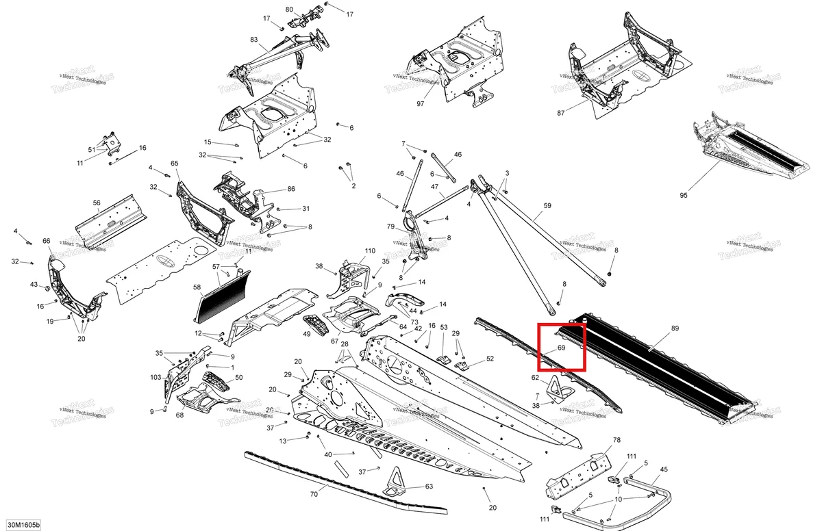 Деталь 518326942 на схеме узла 2016 Ski-Doo MXZ 800R E-TEC Frame - Package Tnt