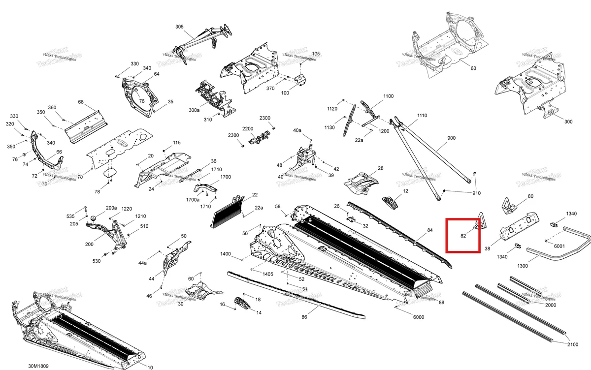 Деталь 518326955 на схеме узла 2018 Ski-Doo RENEGADE 900 ACE Frame Renegade - 900 Ace
