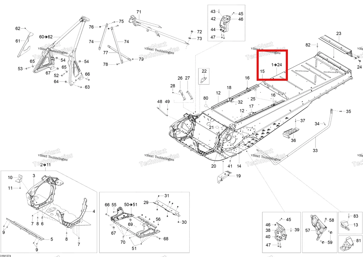 Деталь 518326965 на схеме узла 2013 Ski-Doo Skandic WT 550F XU Frame