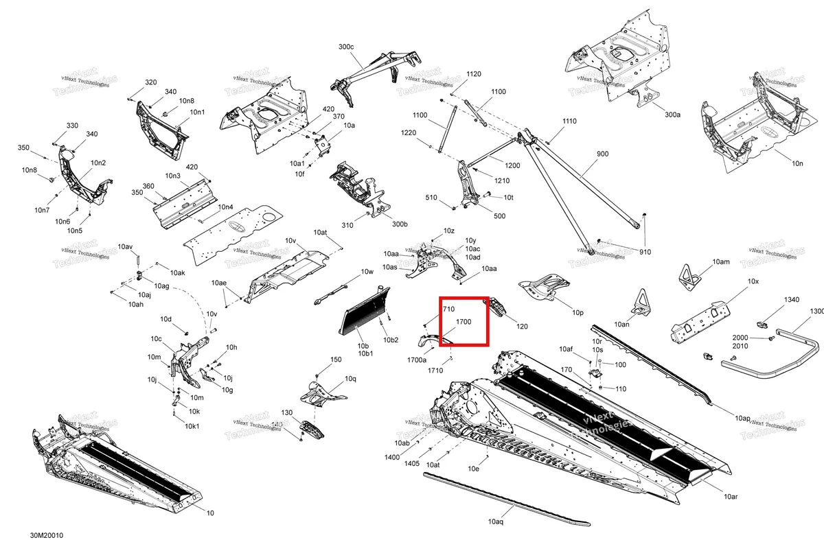 Деталь 518326973 (Деталь Front Protector. Includes 41 To 42) на схеме узла 2020 Ski-Doo RENEGADE 600 CARB Frame