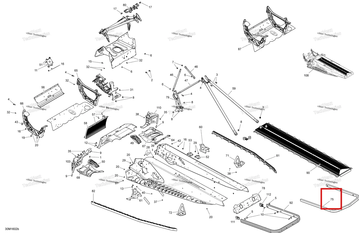 Деталь 518326979 (Деталь Rear Bumper Fr 137'') на схеме узла 2016 Ski-Doo FREERIDE Frame - 137
