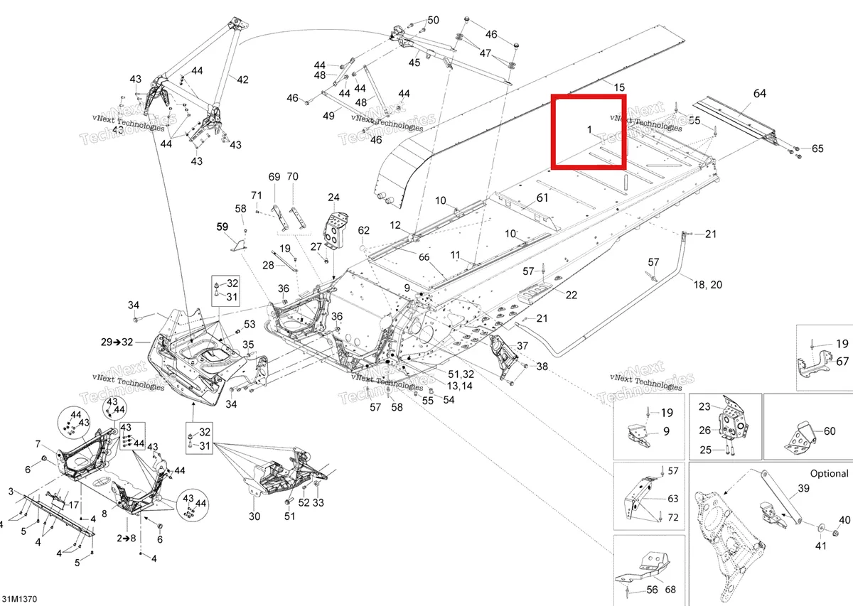 Деталь 518326982 на схеме узла 2013 Ski-Doo EXPEDITION LE 600HOE, REV XU Frame