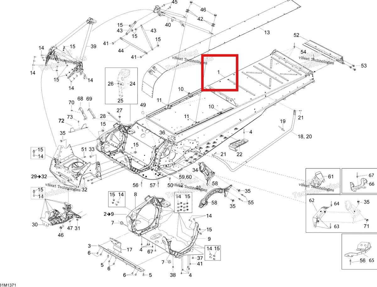 Деталь 518326985 на схеме узла 2013 Ski-Doo EXPEDITION LE 1200 XU Frame