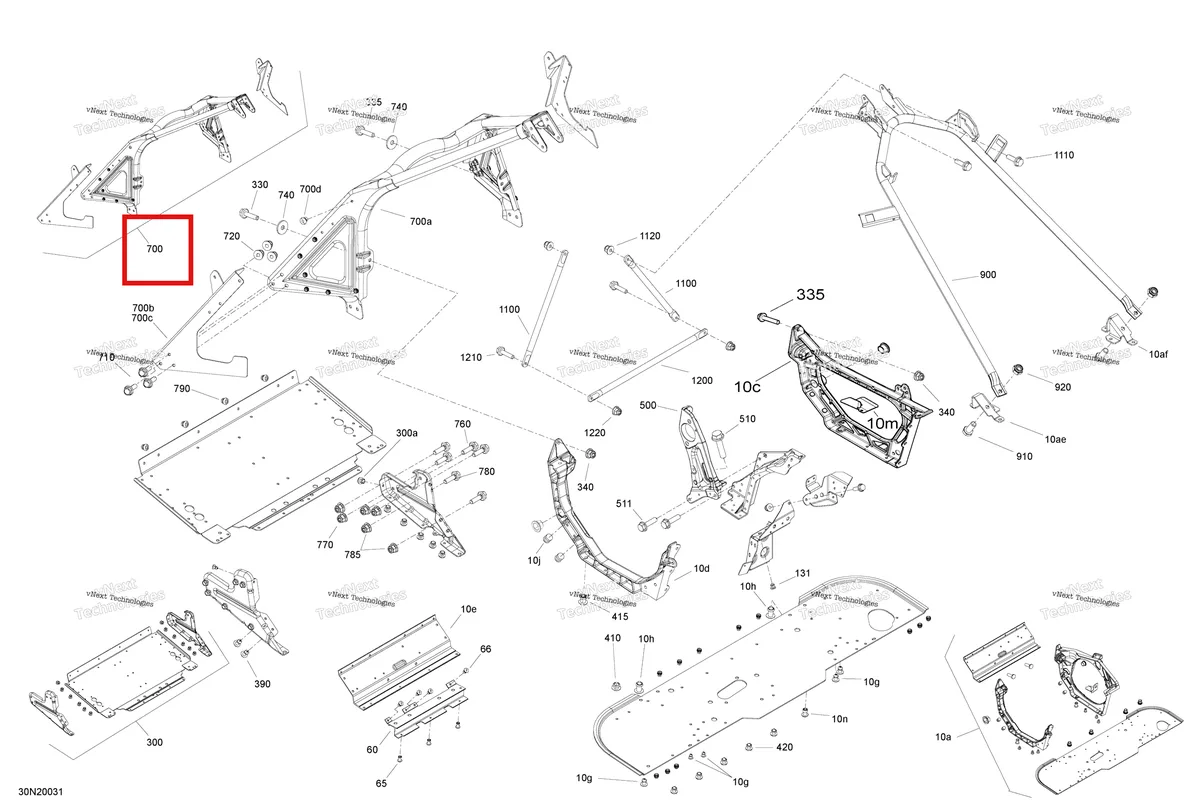 Деталь 518327004 (Деталь Front Member Assy) на схеме узла 2020 Ski-Doo SKANDIC WT 550F Frame - System - Front Section