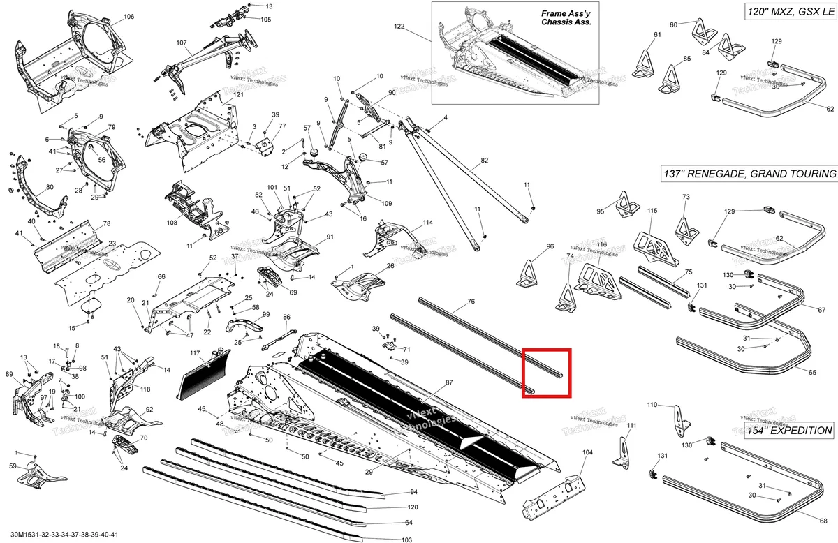 Деталь 518327014 на схеме узла 2015 Ski-Doo EXPEDITION SPORT 600ACE XS154 Frame