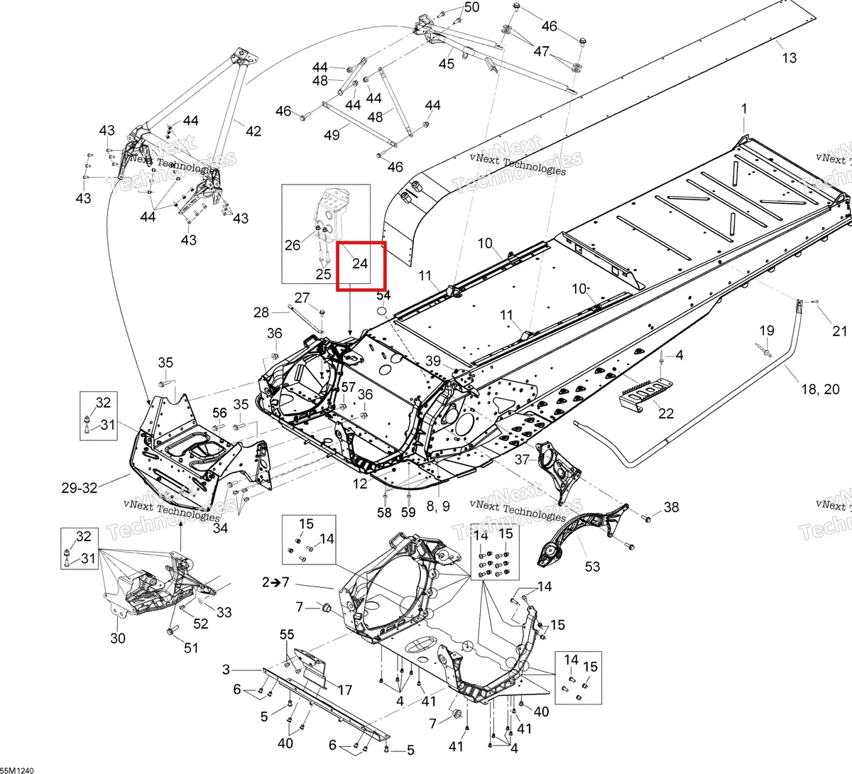 Деталь 518327024 на схеме узла 2012 Ski-Doo Expedition SE 1200 XU Frame And Components