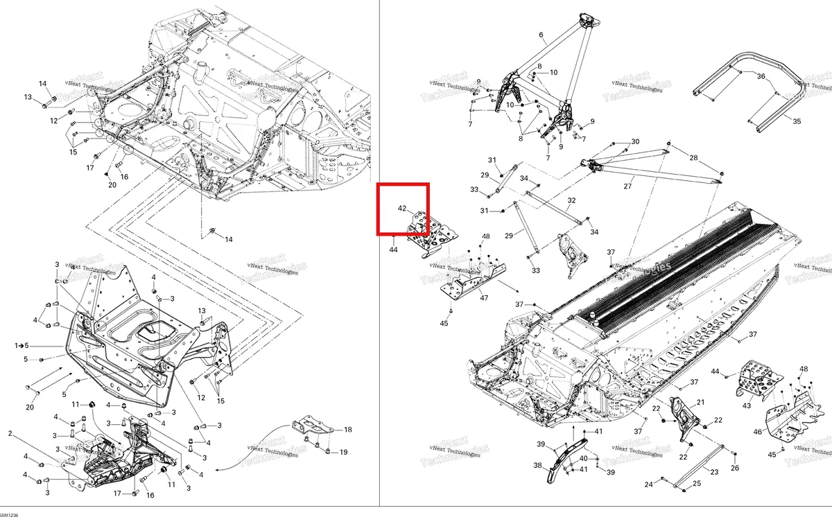 Деталь 518327129 на схеме узла 2012 Ski-Doo MX Z X 600RS Frame And Components