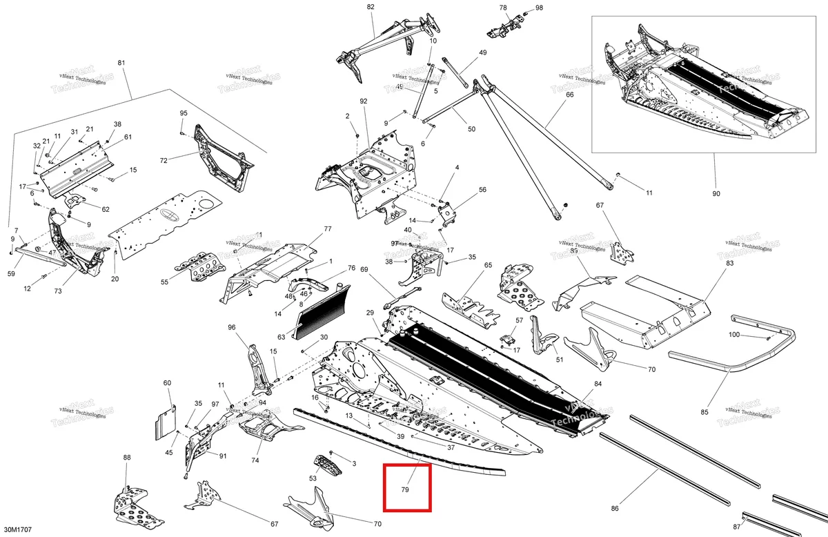 Деталь 518327187 на схеме узла 2017 Ski-Doo MXZ 600 RS Frame