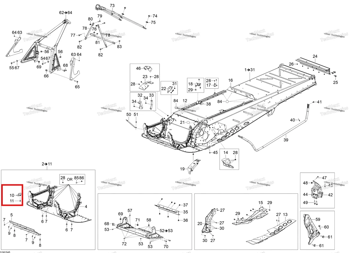 Деталь 518327219 (Поддержка Глушитель) на схеме узла 2015 Ski-Doo TUNDRA WT 550 RER Frame