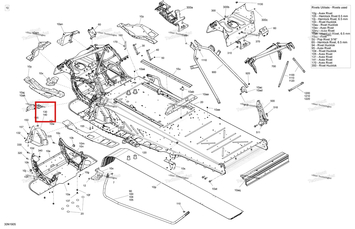 Деталь 518327375 (Деталь Toe Hook L.h. Black) на схеме узла 2019 Ski-Doo EXPEDITION LE-SE 600HO E-TEC Frame