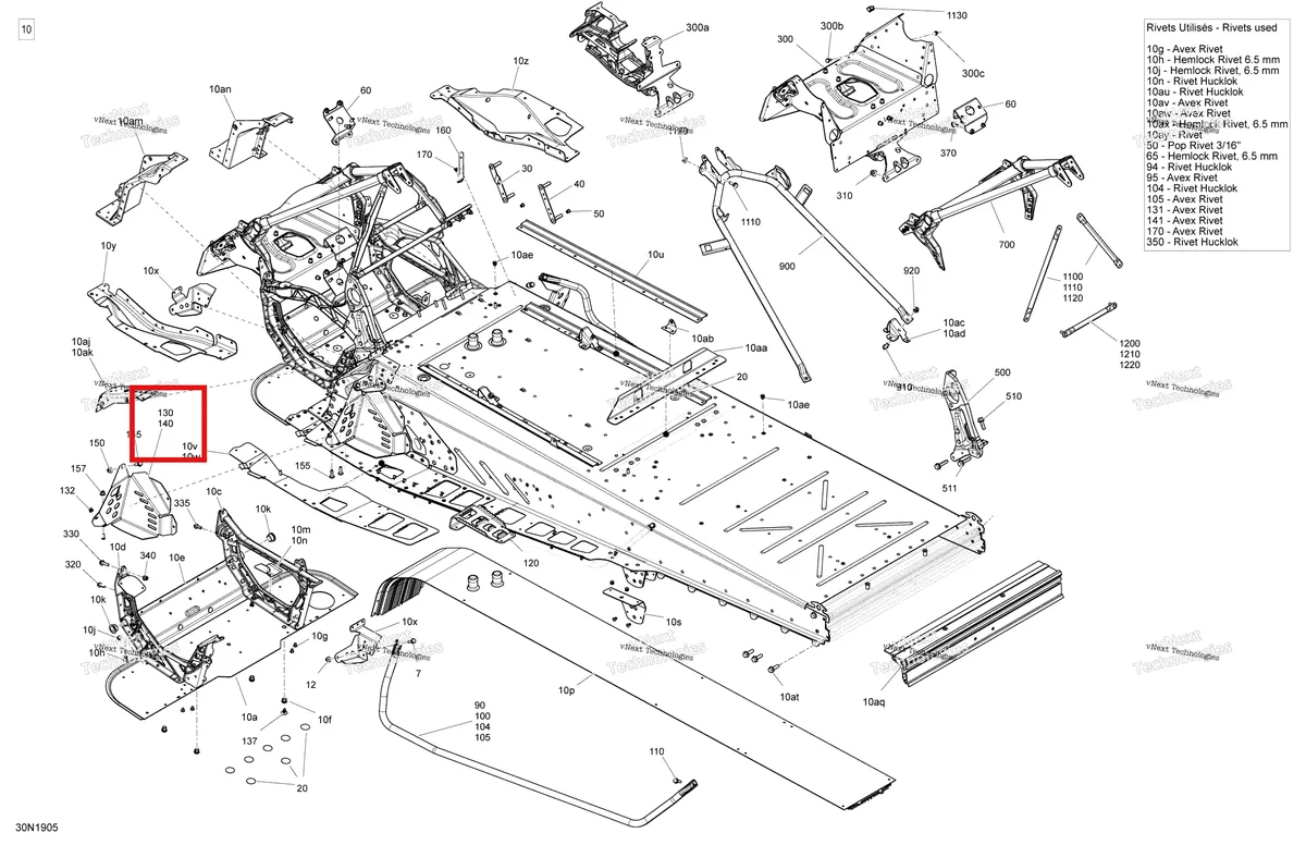 Деталь 518327376 (Деталь Toe Hook R.h. Black) на схеме узла 2019 Ski-Doo EXPEDITION LE-SE 600HO E-TEC Frame