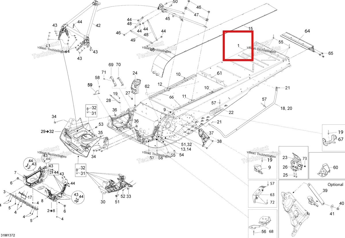 Деталь 518327377 на схеме узла 2013 Ski-Doo EXPEDITION SE 600HOE, REV XU Frame