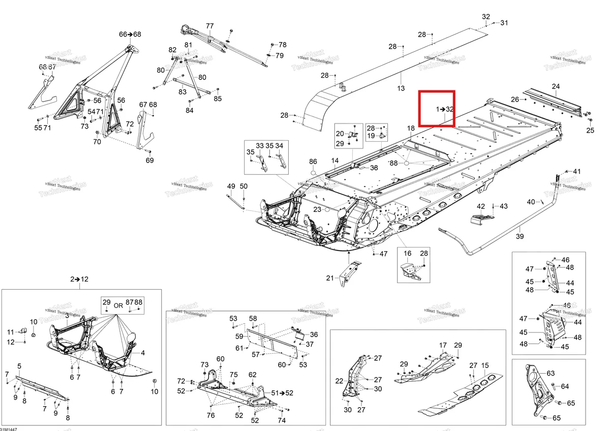 Деталь 518327549 на схеме узла 2014 Ski-Doo SKANDIC SWT 600HOETEC XU Frame