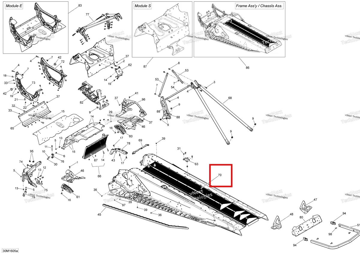 Деталь 518327580 на схеме узла 2016 Ski-Doo MXZ 600 CARB Frame - Package Sport
