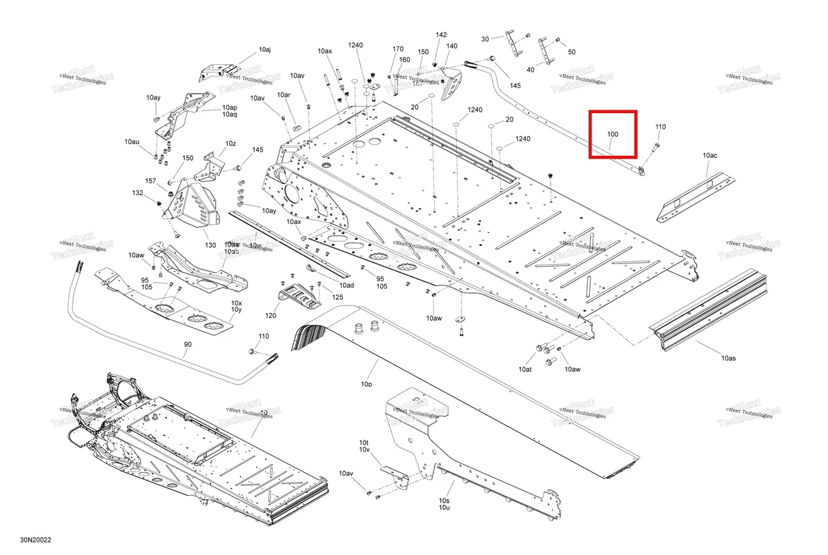 Деталь 518327596 (Деталь Rh Footrest Support Tube) на схеме узла 2020 Ski-Doo EXPEDITION SWT 900 ACE Frame - System - Rear Section
