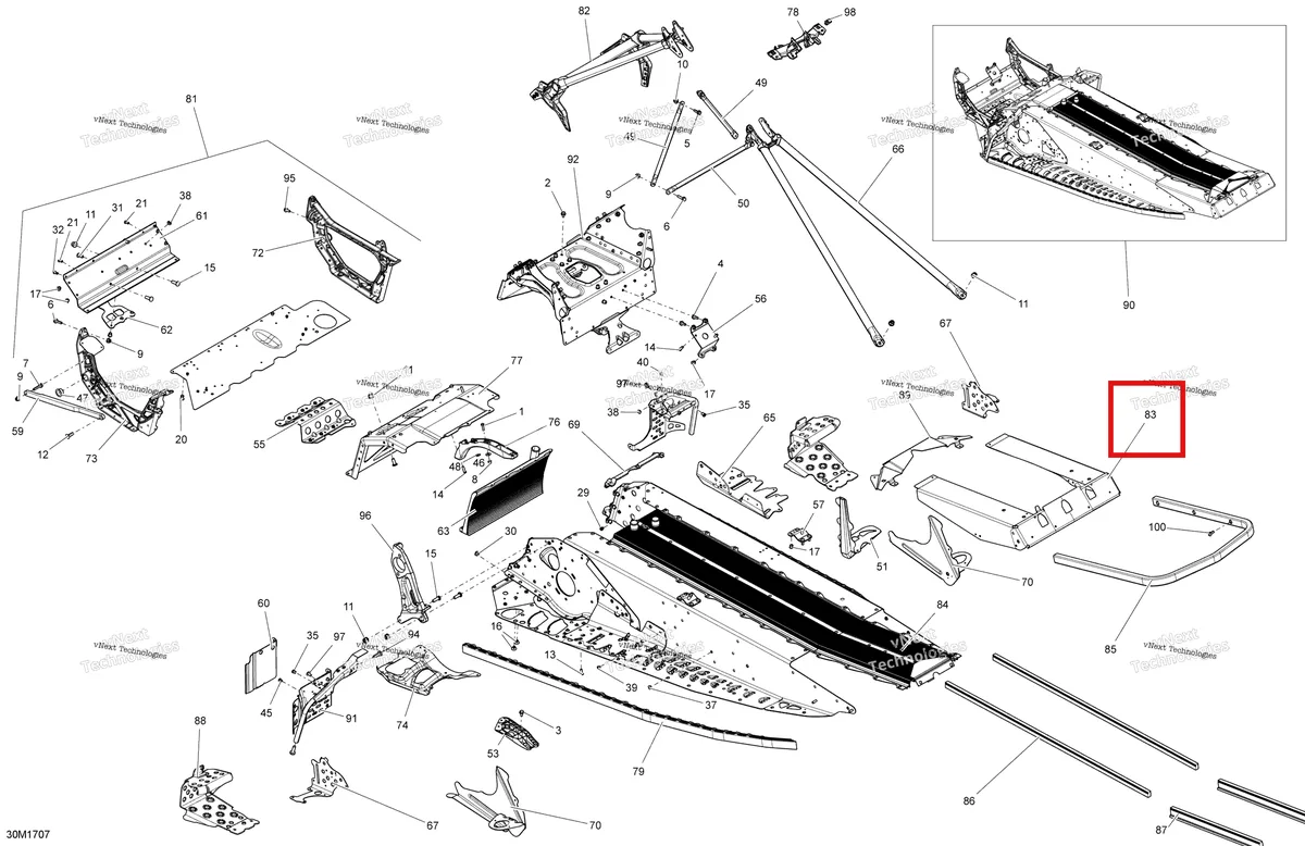 Деталь 518327624 на схеме узла 2017 Ski-Doo MXZ 600 RS Frame