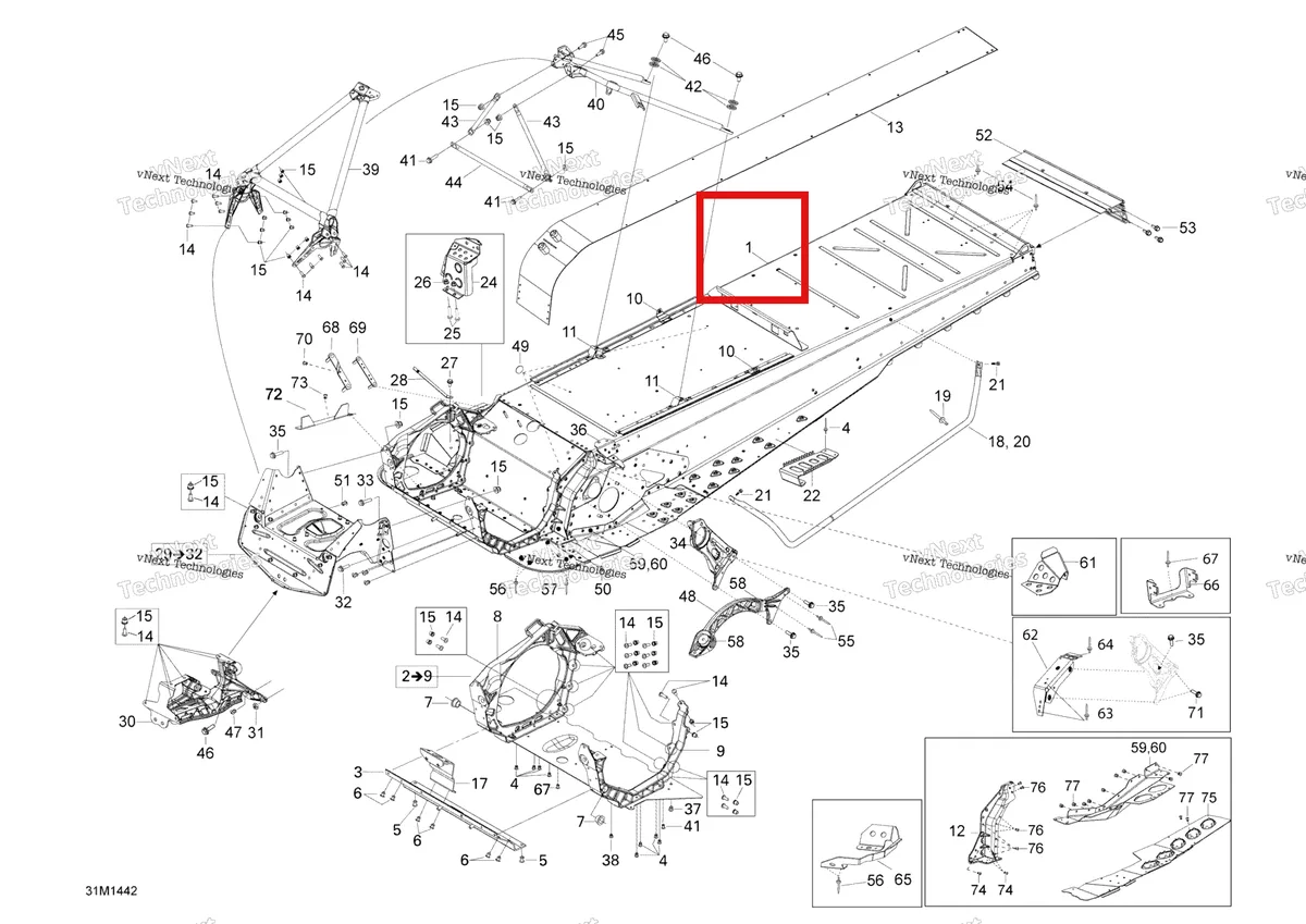 Деталь 518327673 на схеме узла 2014 Ski-Doo EXPEDITION SE 1200 XU Frame And Components