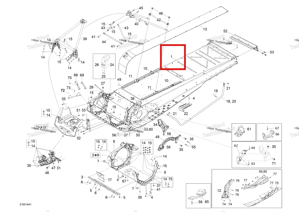 Деталь 518327675 на схеме узла 2014 Ski-Doo EXPEDITION LE 1200 XU Frame