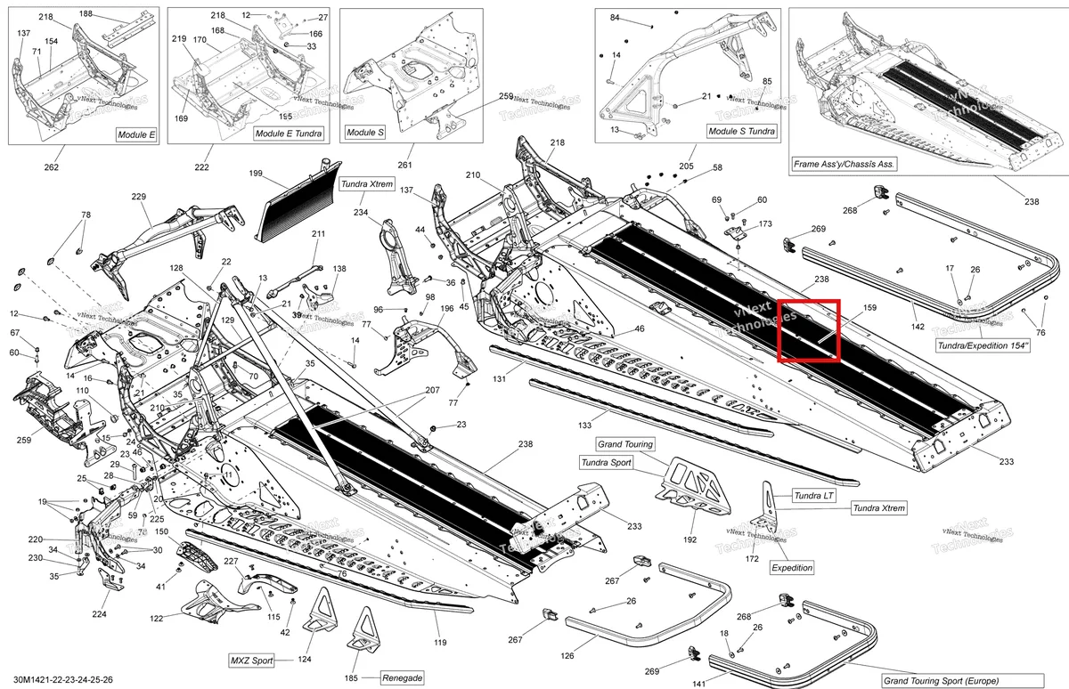 Деталь 518327737 на схеме узла 2014 Ski-Doo EXPEDITION SPORT 550F XP Frame