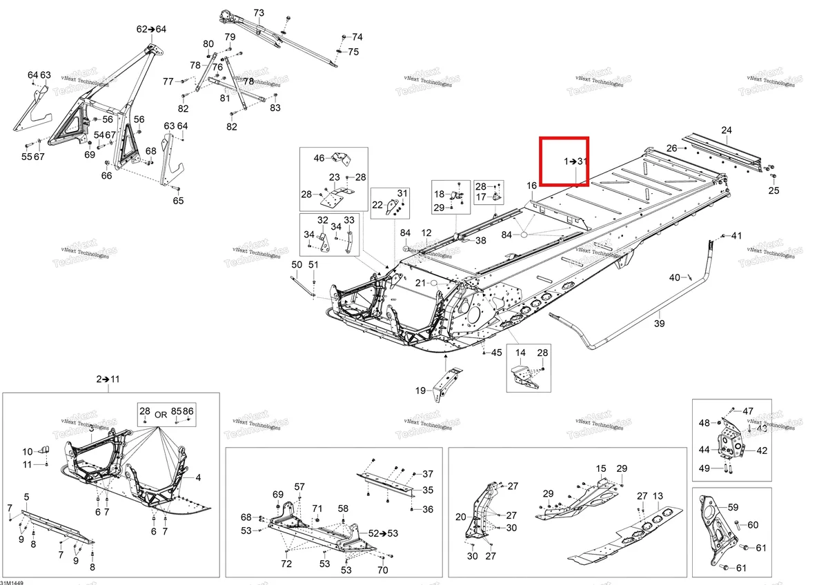 Деталь 518327758 на схеме узла 2014 Ski-Doo TUNDRA WT 550F RER XU Frame