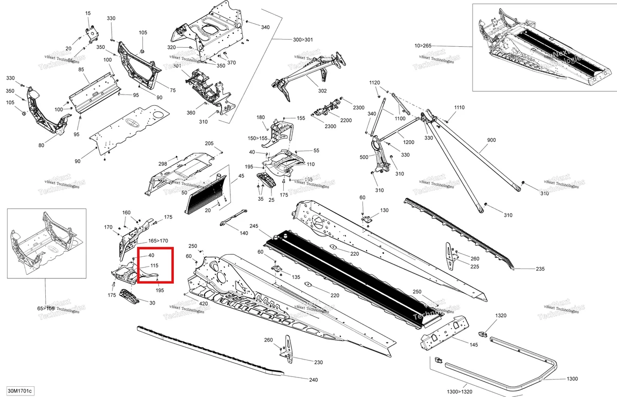 Деталь 518327795 на схеме узла 2017 Ski-Doo SUMMIT - 2-STROKE - 800R E-TEC Frame