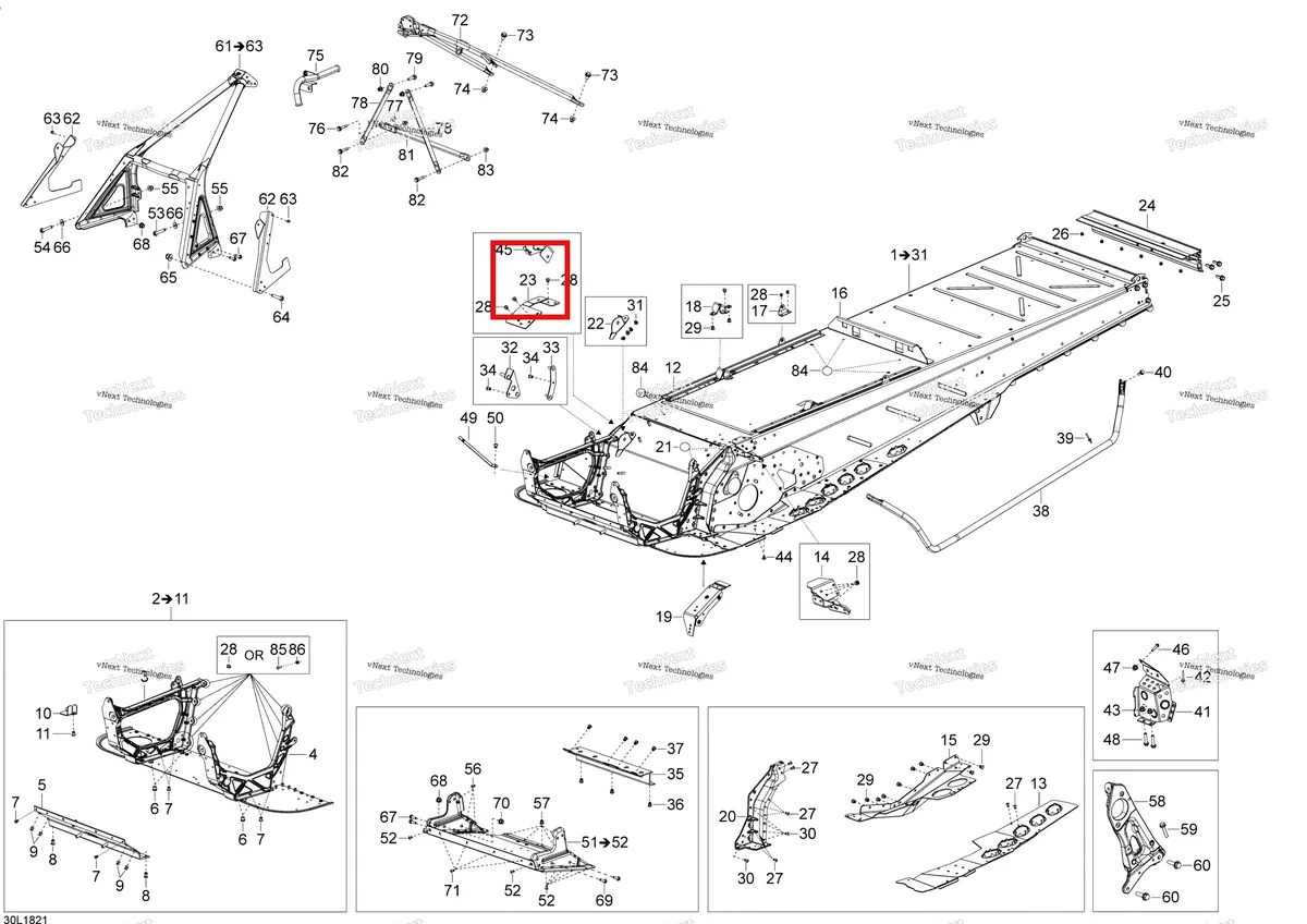 Деталь 518327877 на схеме узла 2018 Ski-Doo TUNDRA WT 550F Châssis Tundra Wt - 550F