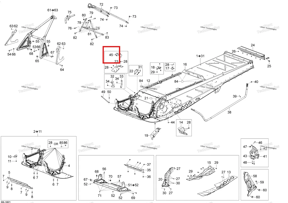 Деталь 518327878 на схеме узла 2018 Ski-Doo TUNDRA WT 550F Châssis Tundra Wt - 550F