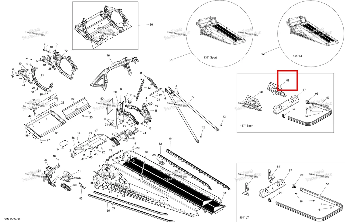 Деталь 518327905 на схеме узла 2015 Ski-Doo TUNDRA SPORT 600ACE XU137 Frame