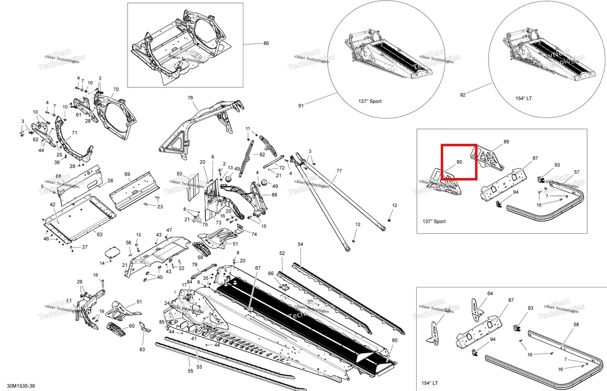 Деталь 518327906 на схеме узла 2015 Ski-Doo TUNDRA SPORT 600ACE XU137 Frame