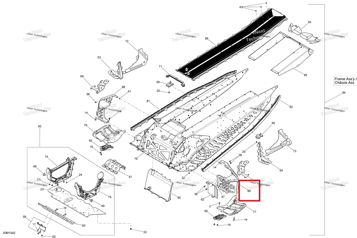 Деталь 518327937 (Деталь Stirrup Lh) на схеме узла 2015 Ski-Doo MXZ X-RS 600HOE XS RS Frame